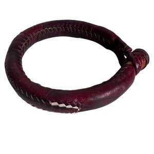 Protection Luck Money African Amulet Red Leather Cuff Bracelet Made in Ghana